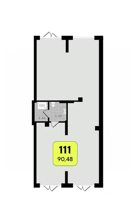 Студия Тюменская область, Тюмень  (90.48 м) - Фото 1