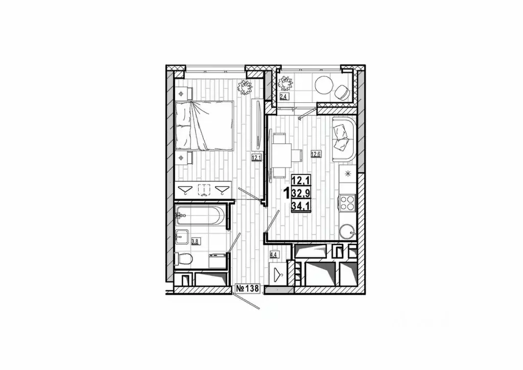 1-к кв. Нижегородская область, Дзержинск ул. Маяковского, 35Б (34.1 м) - Фото 1