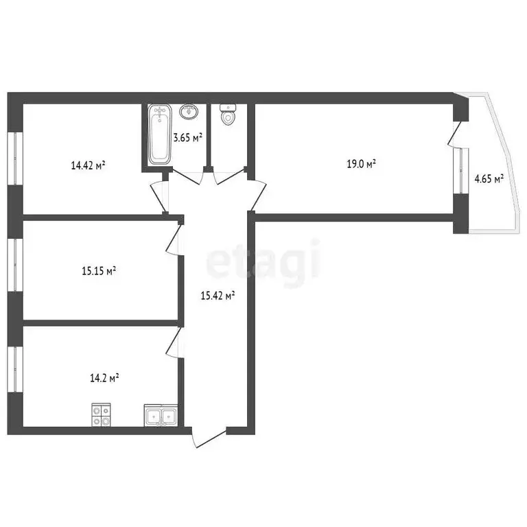 3-комнатная квартира: Стерлитамак, улица 7 Ноября, 101 (86.6 м) - Фото 1