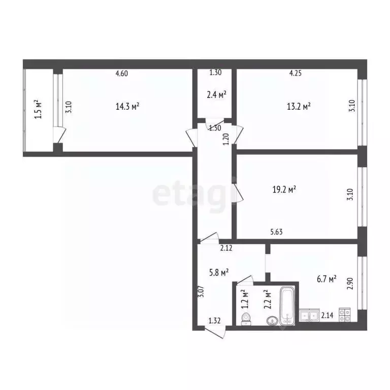 3-к кв. Мордовия, Саранск ул. Пушкина, 38 (64.4 м) - Фото 2