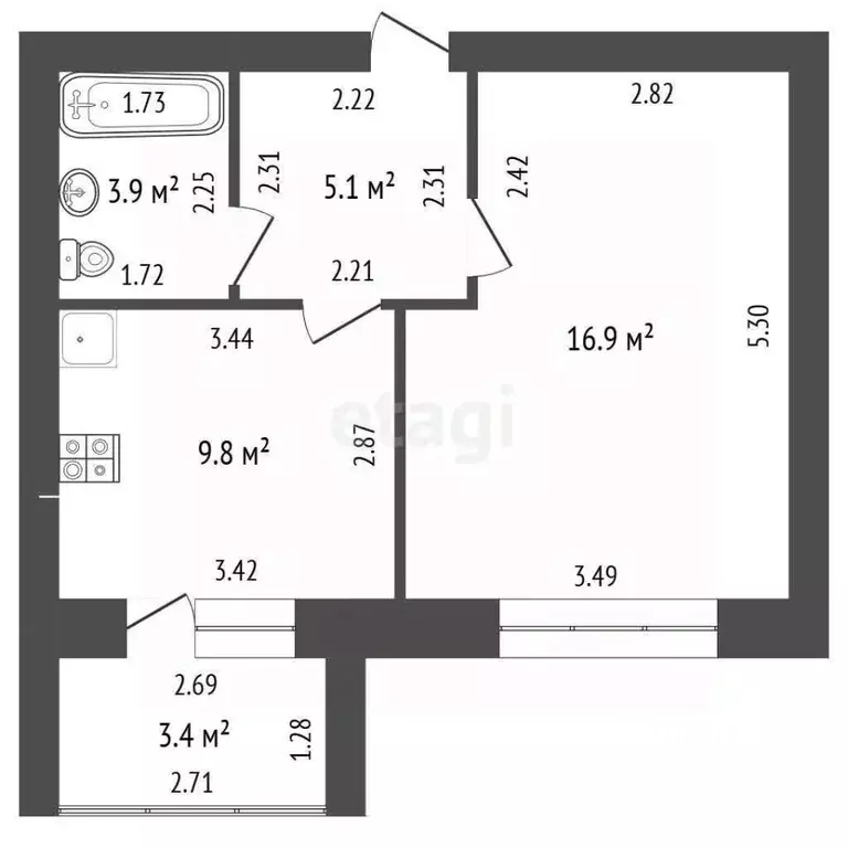 1-к кв. Башкортостан, Стерлитамак просп. Октября, 89 (37.4 м) - Фото 1