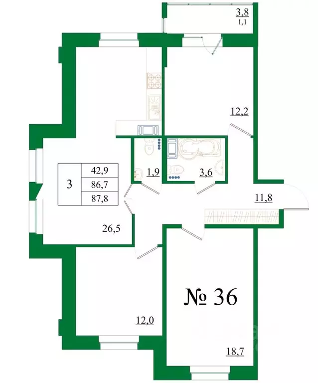 3-к кв. Ленинградская область, Гатчина Въезд мкр,  (87.8 м) - Фото 0