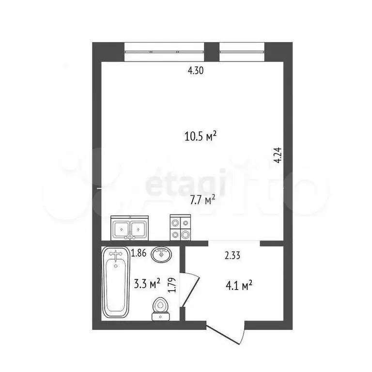 Квартира-студия, 26 м, 10/24 эт. - Фото 1