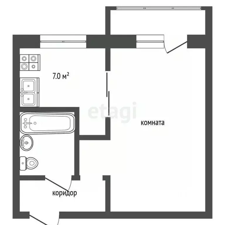 1-к кв. Костромская область, Кострома Почтовая ул., 6 (32.0 м) - Фото 2