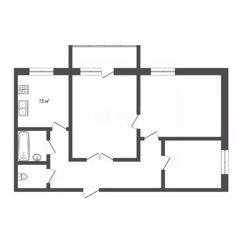 3-к кв. Костромская область, Кострома Профсоюзная ул., 44 (59.1 м) - Фото 1