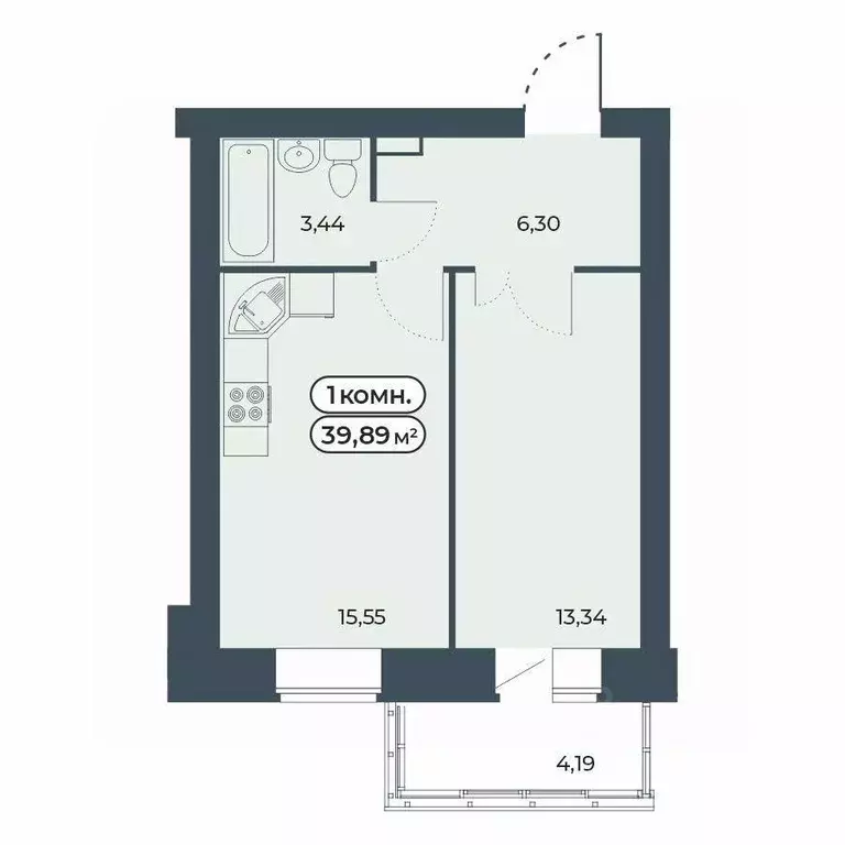 1-к кв. Красноярский край, Красноярск ул. Светлова, 25/1 (39.89 м) - Фото 1
