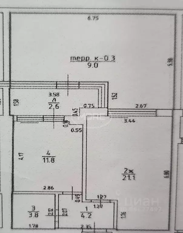 1-к кв. Калининградская область, Калининград просп. Победы, 80 (41.0 ... - Фото 2