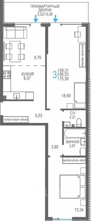 Студия Крым, Сакский район, Лесновское с/пос, с. Прибрежное ул. ... - Фото 1