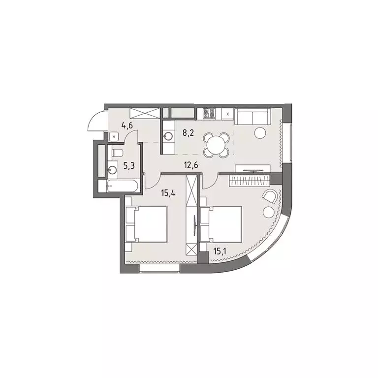3-комнатная квартира: Москва, ЖК Родина Парк, к1 (61.1 м) - Фото 0