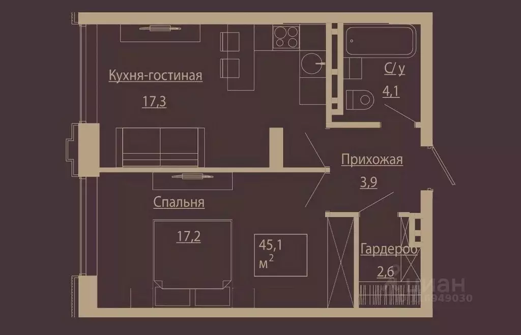 2-к кв. Новосибирская область, Новосибирск ул. Чаплыгина, 54 (45.0 м) - Фото 0