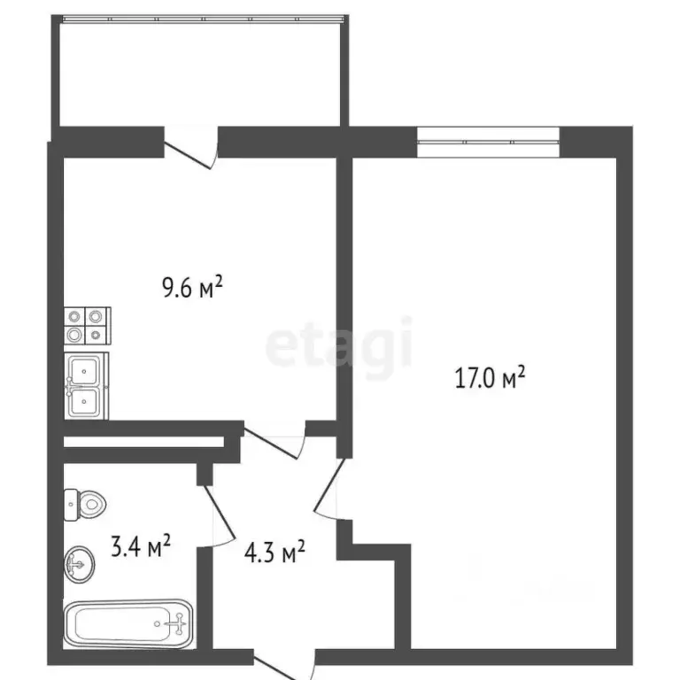 1-к кв. Владимирская область, Муром Радиозаводское ш., 33 (35.0 м) - Фото 2