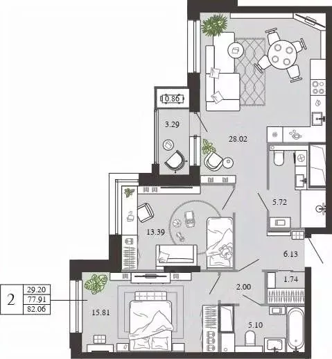 2-к кв. Тульская область, Тула ул. Фридриха Энгельса, 74 (82.06 м) - Фото 0
