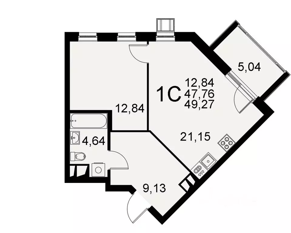 1-к кв. Тульская область, Тула Хлебная пл. (47.76 м) - Фото 0