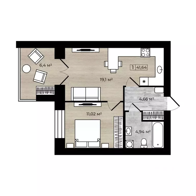 1-к кв. Ярославская область, Ярославль Клубная ул., 20А (41.64 м) - Фото 1