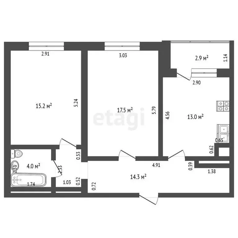 2-комнатная квартира: Калининград, Калязинская улица, 6 (64 м) - Фото 1