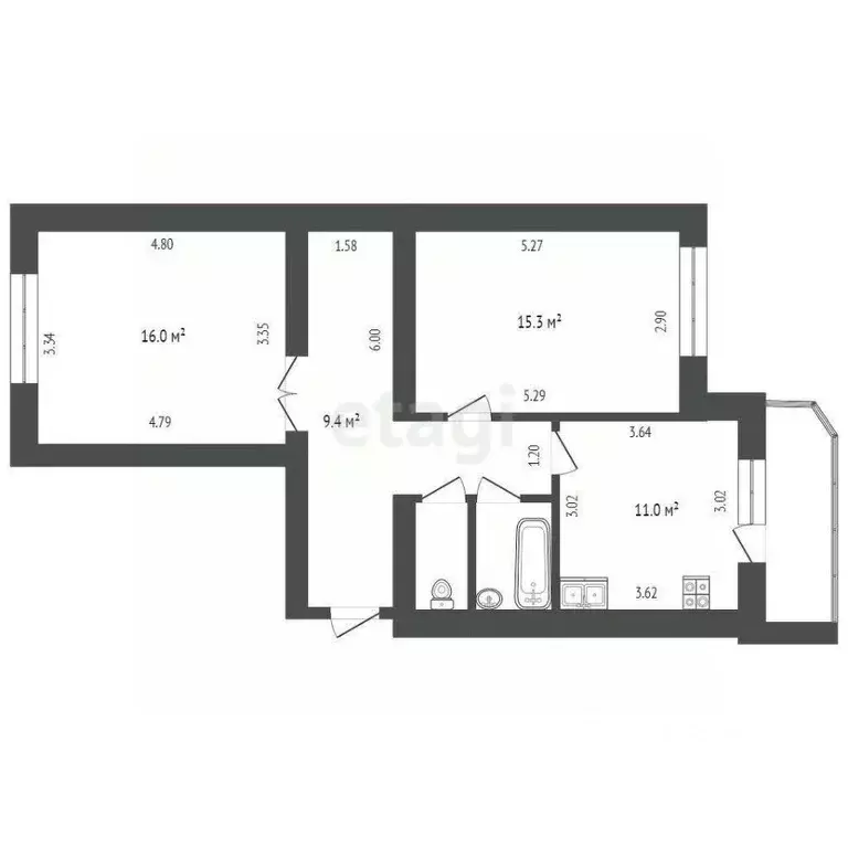 2-к кв. Вологодская область, Вологда Архангельская ул., 10 (62.0 м) - Фото 1