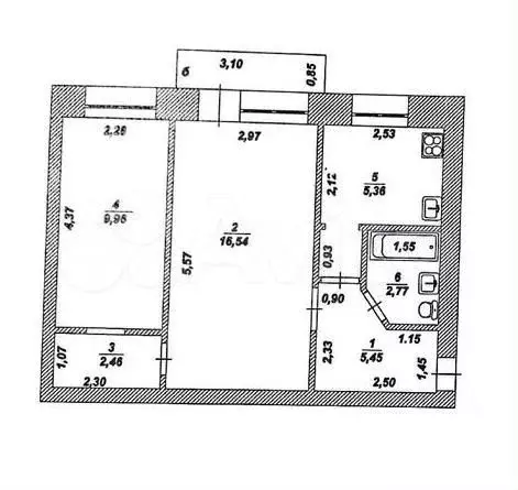 2-к. квартира, 42,5 м, 4/5 эт. - Фото 0