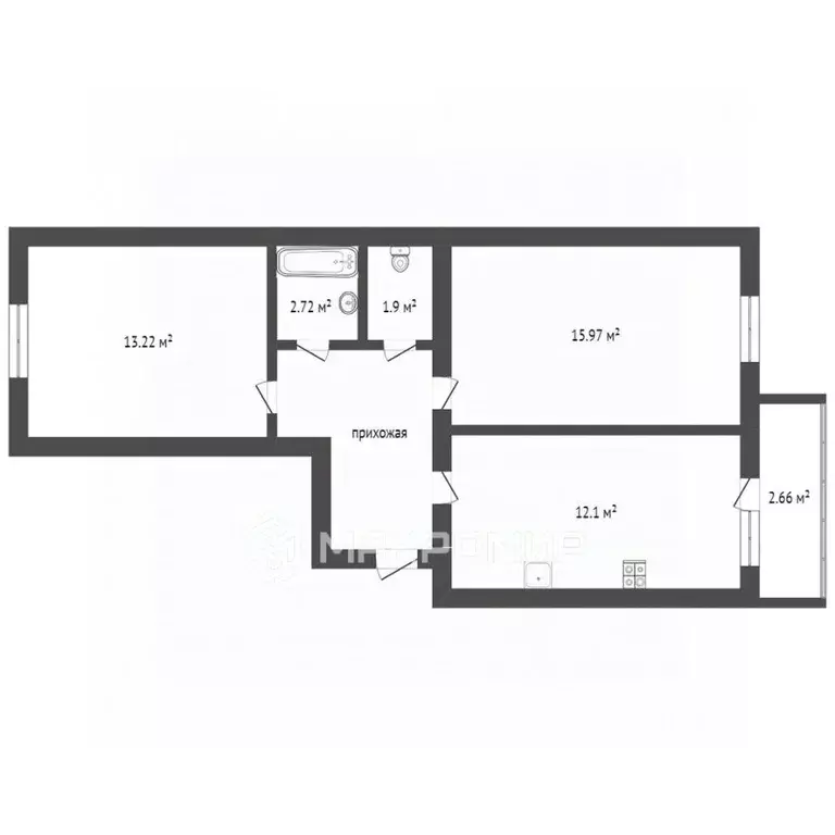 2-к кв. Ханты-Мансийский АО, Сургут ул. Крылова, 20 (53.2 м) - Фото 1