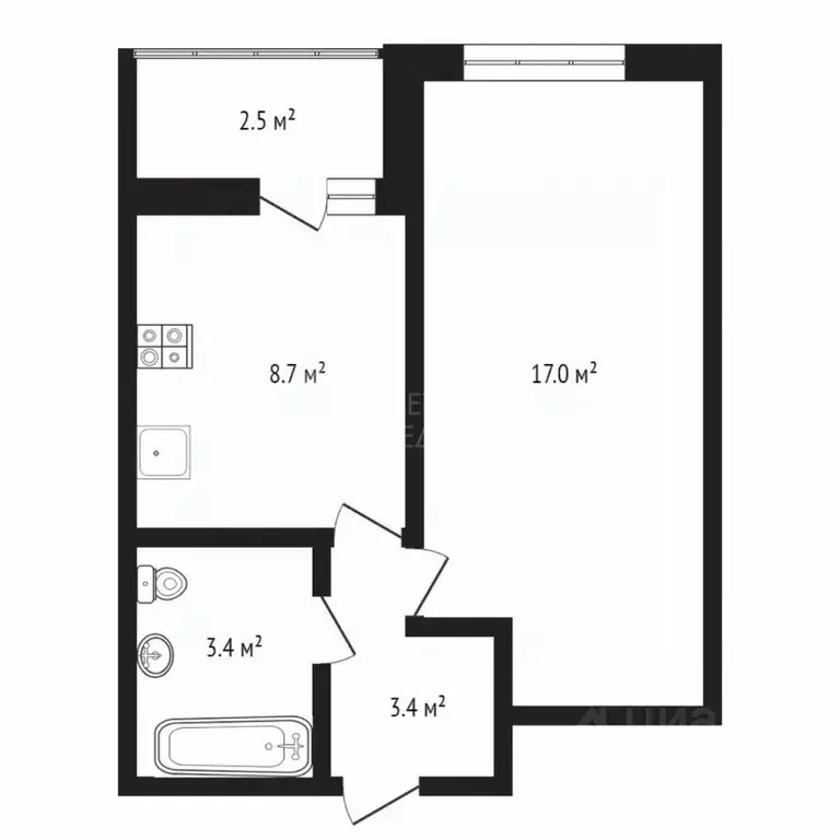 1-к кв. Тюменская область, Тюмень ул. Ветеранов Труда, 9А (35.0 м) - Фото 2