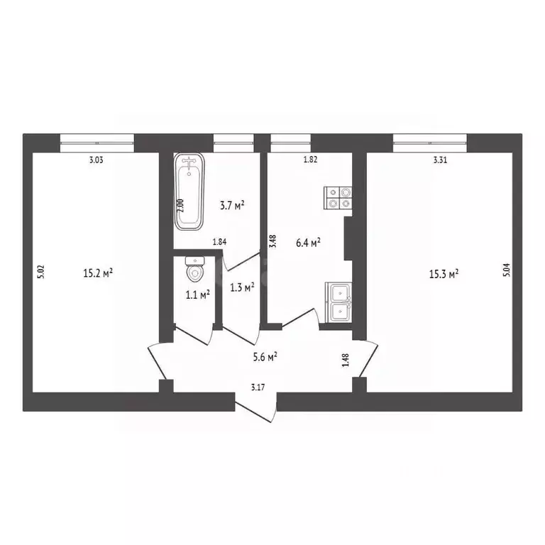 2-к кв. Самарская область, Самара Красноармейская ул., 62 (48.6 м) - Фото 2