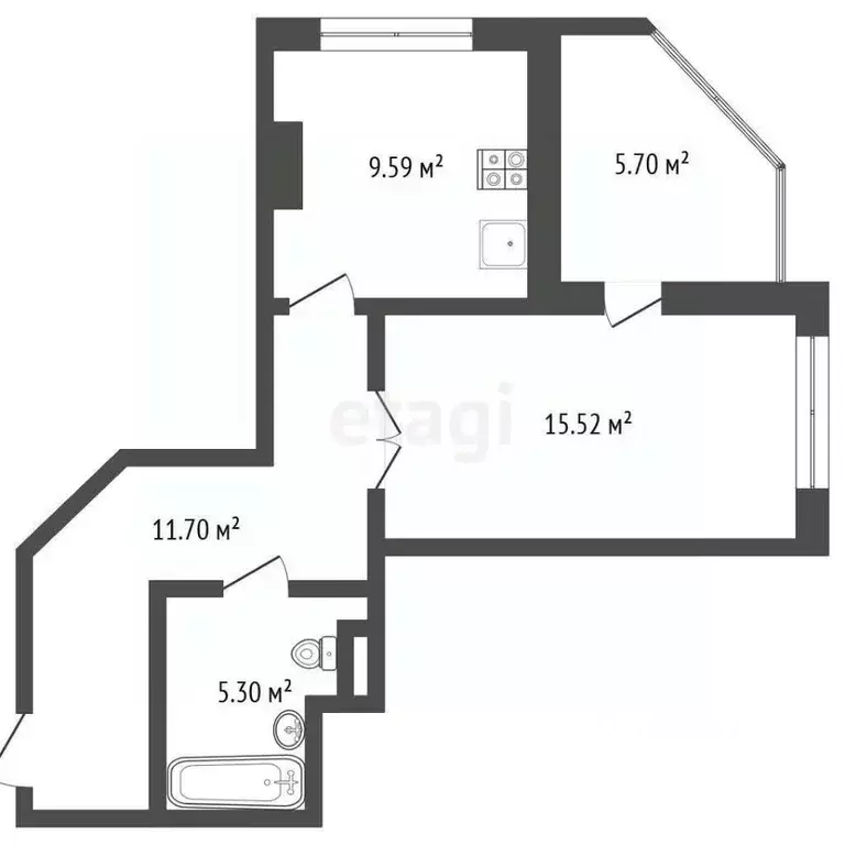 1-к кв. Омская область, Омск Пригородная ул., 29/1 (41.1 м) - Фото 1