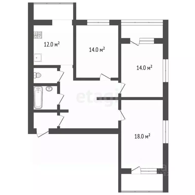 3-к кв. Белгородская область, Белгород бул. Юности, 33 (75.0 м) - Фото 0