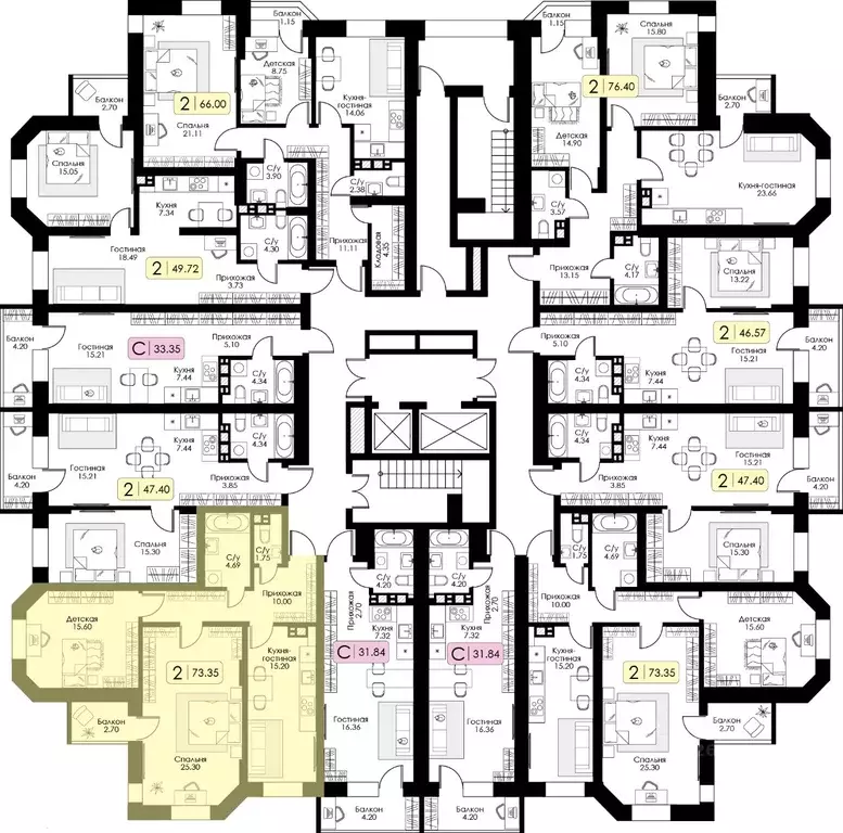 2-к кв. Тверская область, Тверь Урбан Парк жилой комплекс (73.35 м) - Фото 2