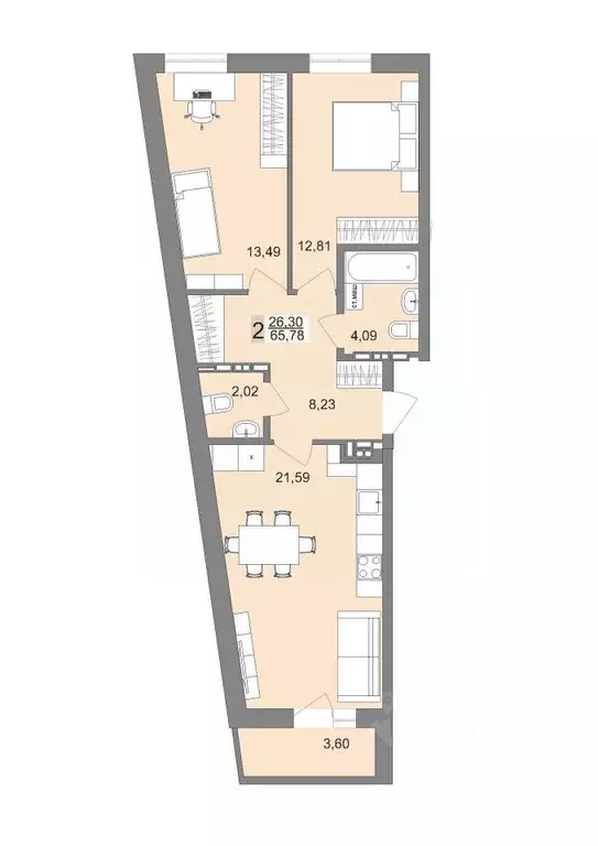 2-к кв. Свердловская область, Екатеринбург ул. Металлургов, 63 (64.9 ... - Фото 0