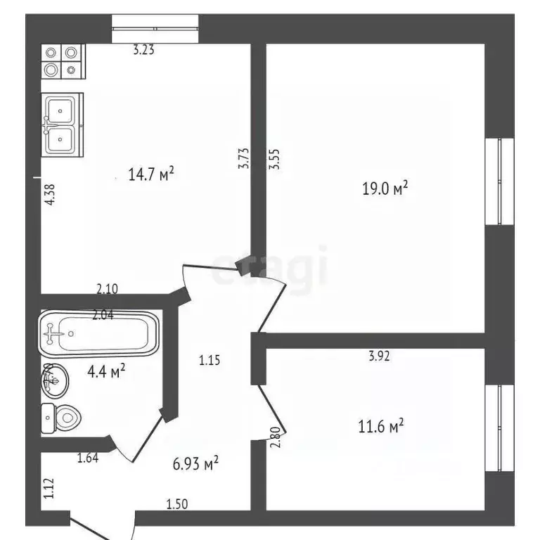 2-к кв. Мордовия, Саранск Мордовская ул., 35к233А (55.9 м) - Фото 2