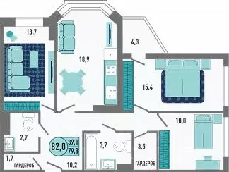 3-к кв. Липецкая область, Липецк Минская ул., 4Ак1 (82.0 м) - Фото 1