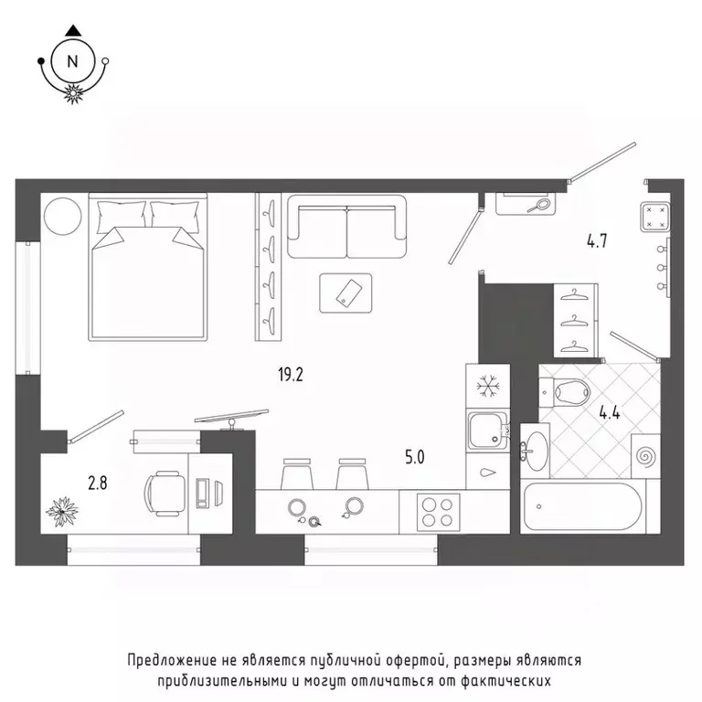 Студия Санкт-Петербург бул. Измайловский, 9 (34.5 м) - Фото 0