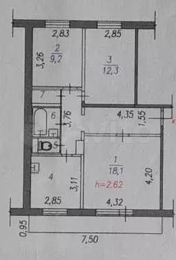 3-к. квартира, 65 м, 6/10 эт. - Фото 0