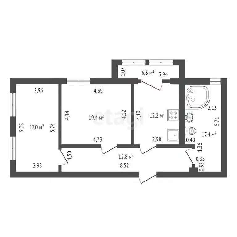 2-к кв. Башкортостан, Уфа ул. Чернышевского, 28 (72.0 м) - Фото 2