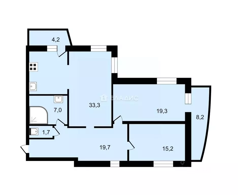 3-к кв. Санкт-Петербург Краснопутиловская ул., 56к2 (94.0 м) - Фото 1