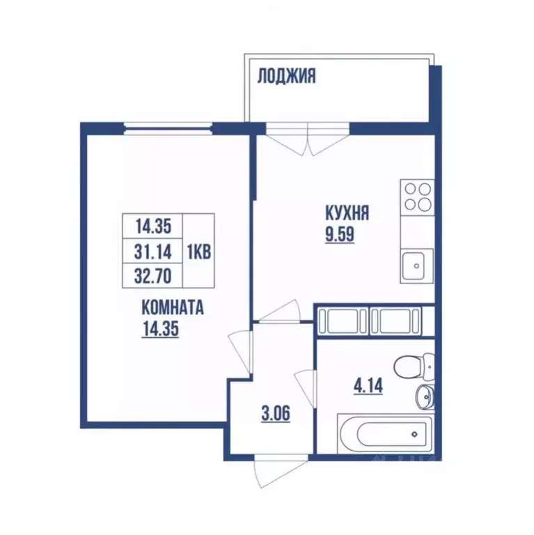 1-к кв. Санкт-Петербург ул. Вадима Шефнера, 4 (32.7 м) - Фото 1