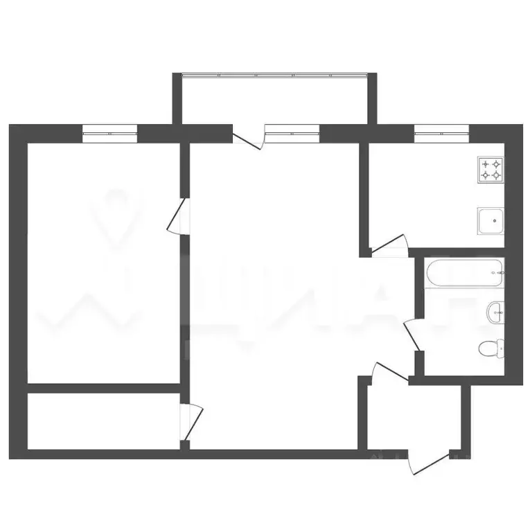 2-к кв. Омская область, Омск наб. Иртышская, 41 (43.0 м) - Фото 1