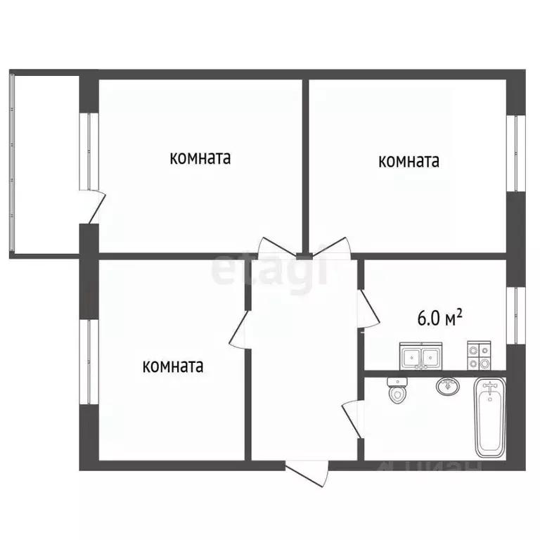 3-к кв. Крым, Ялта ул. Цветочная, 11 (61.0 м) - Фото 2