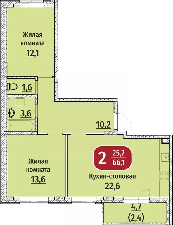 2-к кв. Чувашия, Чебоксары Гражданская ул., поз4 (66.1 м) - Фото 0