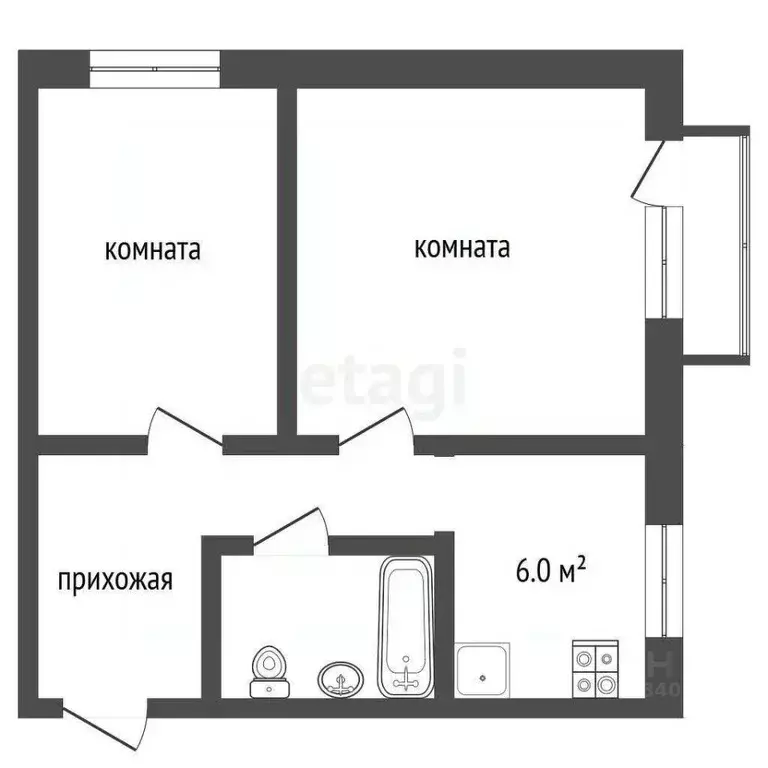 2-к кв. Саратовская область, Балашов Уральская ул., 21А (41.7 м) - Фото 1