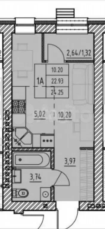 Квартира-студия, 25,8 м, 5/7 эт. - Фото 0