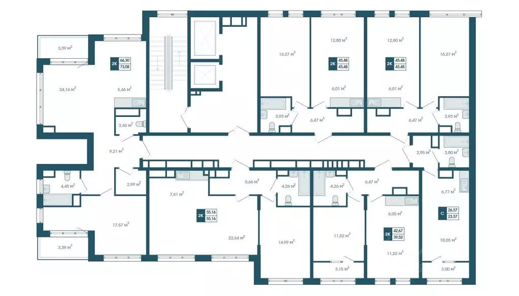 2-к кв. Хабаровский край, Хабаровск Адмирал жилой комплекс (45.48 м) - Фото 2
