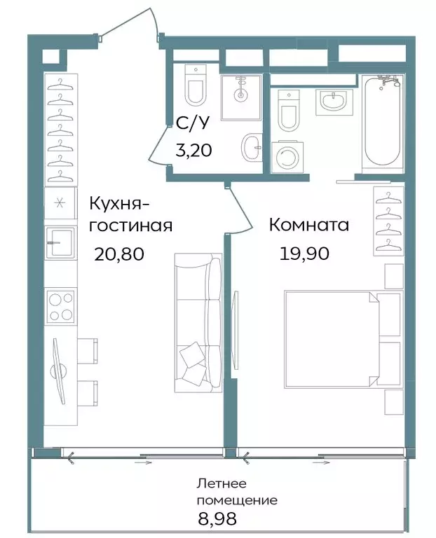 2-комнатная квартира: Республика Крым, Саки (52.88 м) - Фото 1