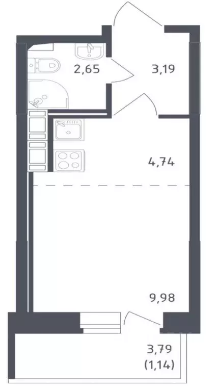Квартира, студия, 22 м - Фото 1