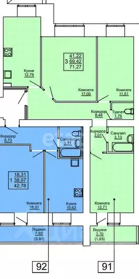 3-к кв. Пермский край, Пермь Сокольская ул., 10Б (69.2 м) - Фото 2