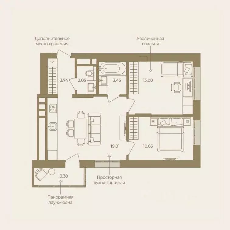 2-к кв. Ханты-Мансийский АО, Ханты-Мансийск ул. Энгельса, 18 (55.28 м) - Фото 0