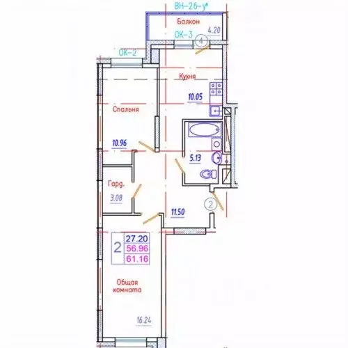 2-к кв. Саха (Якутия), Якутск Приипподромный кв-л,  (61.16 м) - Фото 1