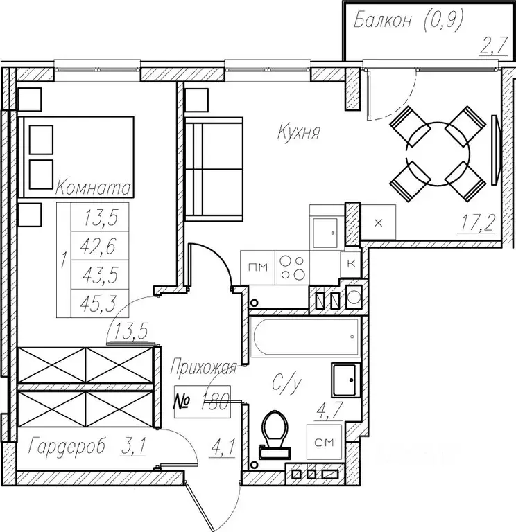1-к кв. Калининградская область, Пионерский  (43.5 м) - Фото 1