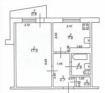 1-к кв. Татарстан, Казань ул. Адоратского, 8 (33.6 м) - Фото 2
