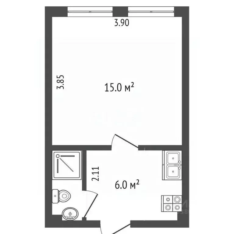Студия Ростовская область, Ростов-на-Дону Ленгородок мкр, ул. ... - Фото 2