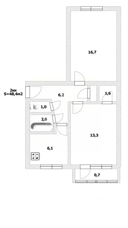 2-к кв. Калининградская область, Советск ул. Гоголя, 11 (48.4 м) - Фото 2